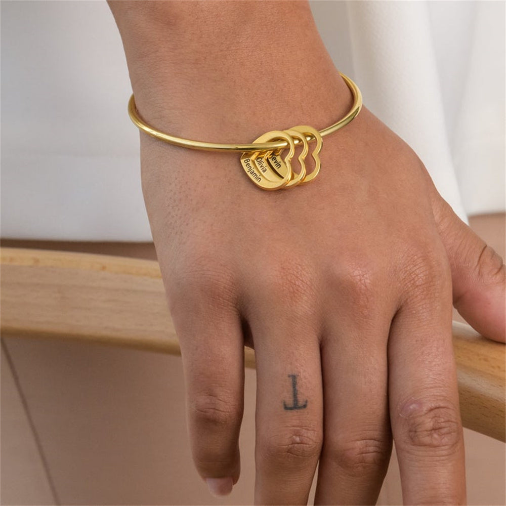 Pulseira Meus Corações Personalizável - Minha Família | Gravação a Laser - Oferta Especial Dia Das Mães 🔥