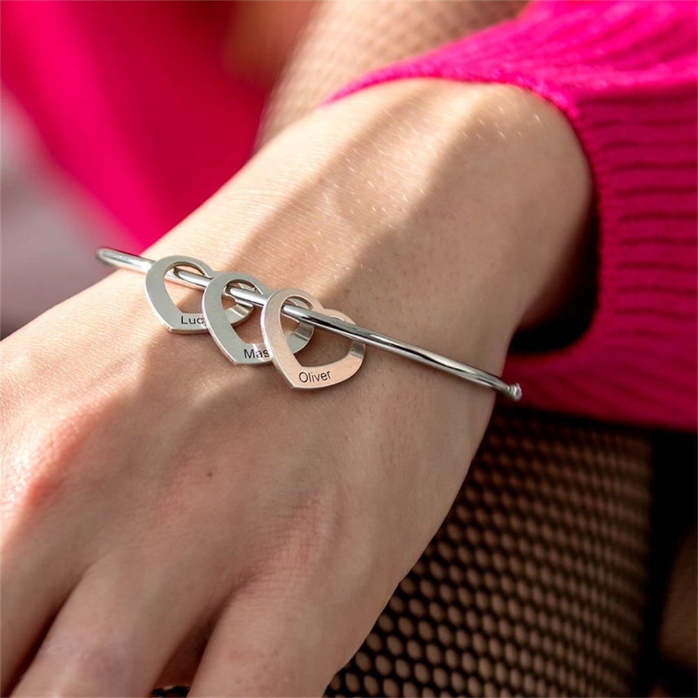 Pulseira Meus Corações Personalizável - Minha Família | Gravação a Laser - Oferta Especial Dia Das Mães 🔥