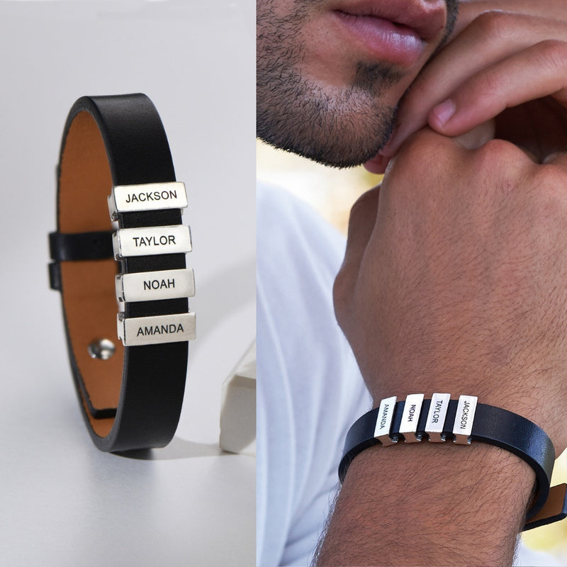 Pulseira Personalizada - Couro + Aço Inox - Gravação a laser - Oferta especial 50% off + Frete Grátis somente hoje!