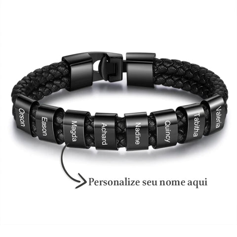 Pulseira Personalizada | Couro + Aço Inoxidável + Oferta especial de Natal + Frete Grátis!