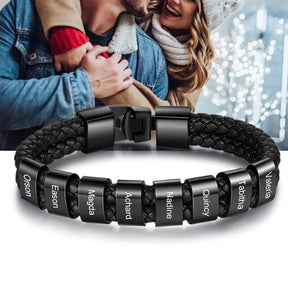 Pulseira Personalizada | Couro + Aço Inoxidável + Oferta especial de Natal + Frete Grátis!