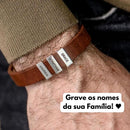 Pulseira Personalizada - Couro + Aço Inox - Gravação a laser - Oferta especial 50% off + Frete Grátis somente hoje!