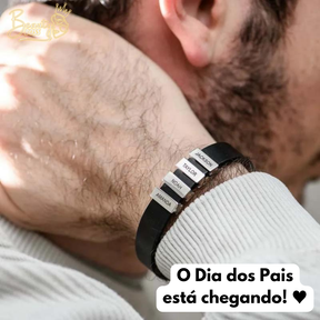 Pulseira Personalizada - Dia Dos Pais Couro + Aço Inox - Gravação a laser - Oferta especial 50% off + Frete Grátis somente hoje!