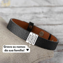Pulseira Personalizada - Couro + Aço Inox - Gravação a laser - Oferta especial 50% off + Frete Grátis somente hoje!