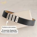 Pulseira Personalizada - Couro + Aço Inox - Gravação a laser - Oferta especial 50% off + Frete Grátis somente hoje!