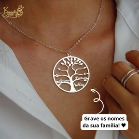 Colar Árvore Da Vida Personalizável - Gravação a Laser - Banhado a ouro