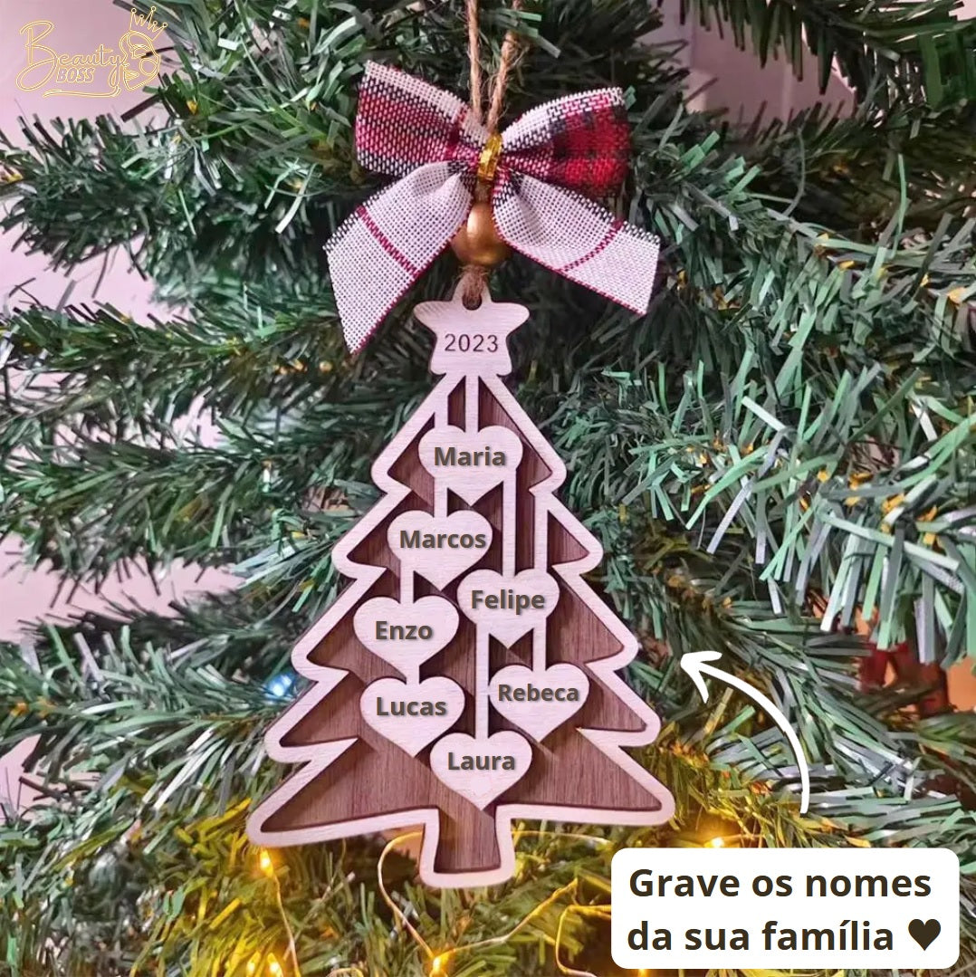 Ornamento para Árvore De Natal Personalizável - Minha Família - Gravação a Laser