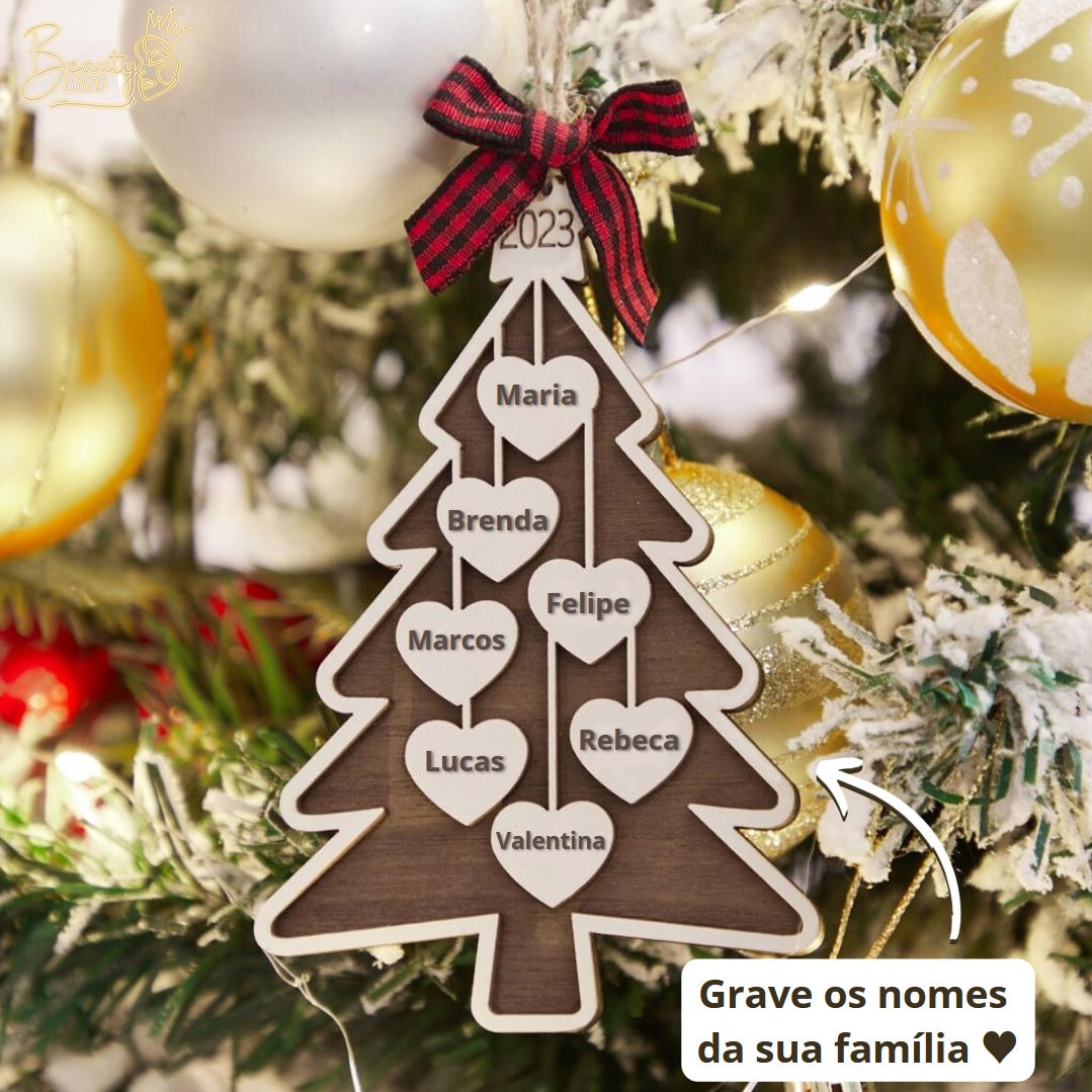 Ornamento para Árvore De Natal Personalizável - Minha Família - Gravação a Laser