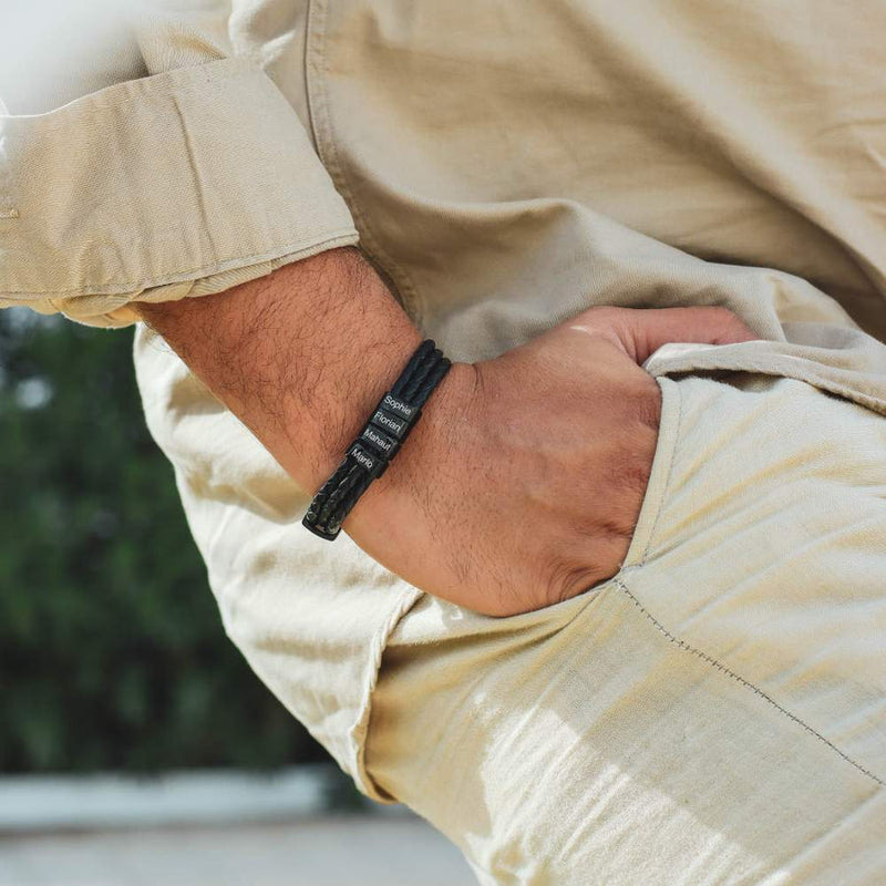 Pulseira Personalizada | Couro + Aço Inoxidável | Oferta Especial