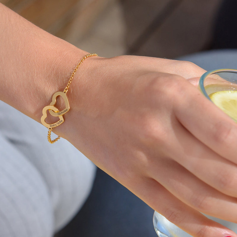 Pulseira Corações Entrelaçados Personalizável - Gravação a Laser | Oferta Especial Dia Dos Namorados! ♥