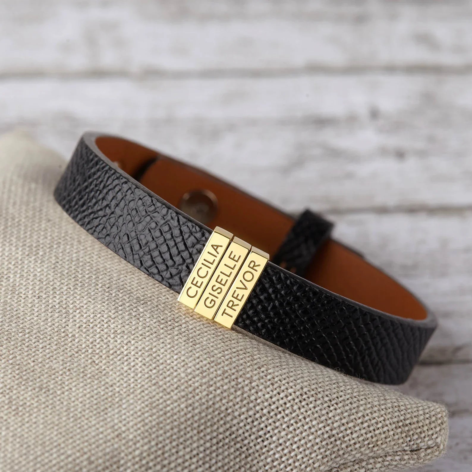 Pulseira Premium Personalizada  | Meu Pai Minha Vida - Couro + Aço Inoxidável | Oferta Especial Dia Dos Pais 50% Off + Frete Grátis