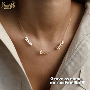 Colar Amor Eterno Personalizável - Minha Família - Corte a Laser - Banhado a ouro